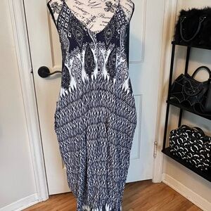 Wishlist Dark Navy and White Printed Maxi Dress